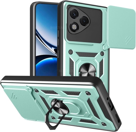 Husa pentru Honor 400 Lite, SKYDDAR INNOVATION, CamShield, Verde, set cu sticker