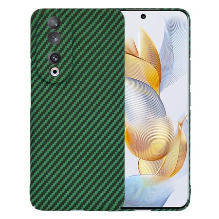 Husa pentru Honor 90, SKYDDAR INNOVATION, textura carbon, Carbonite FiberShell, set cu sticker, Verde,