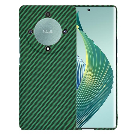 Husa pentru Honor Magic5 Lite, SKYDDAR INNOVATION, textura carbon, Carbonite FiberShell, set cu sticker, Verde,
