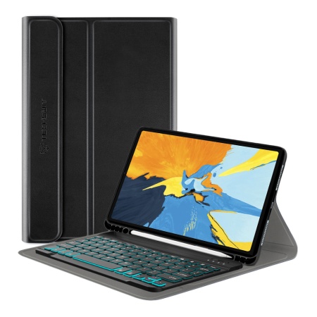 Husa pentru iPad Pro 11 (2018/2020/2021/2022) cu Tastatura Bluetooth si Protectie 360°, SKDR DuoSmart Cover - Negru