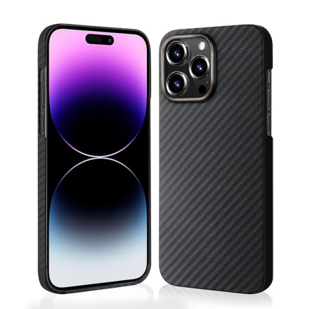Husa pentru iPhone 14 Pro Max, Antisoc, SKYDDAR INOVATION, Aramid Fibe Magsafe, set cu sticker, Negru
