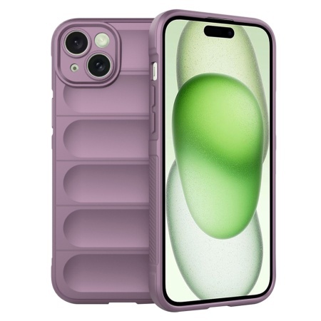 Husa pentru iPhone 15 Plus, SKYDDAR INNOVATION, Magic Shield, din Silicon Mat, set cu sticker, Mov