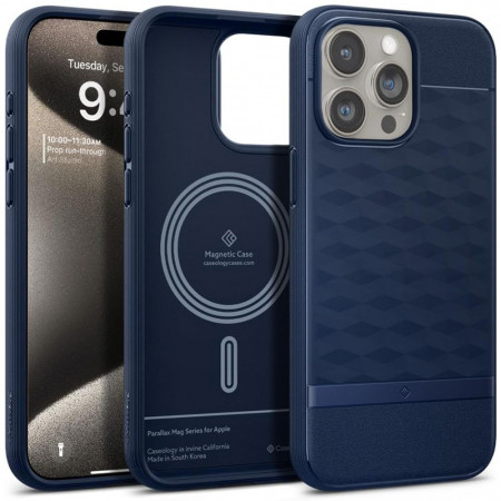 Husa pentru iPhone 15 Pro Max, Spigen Caseology Parallax MagSafe - Midnight Blue