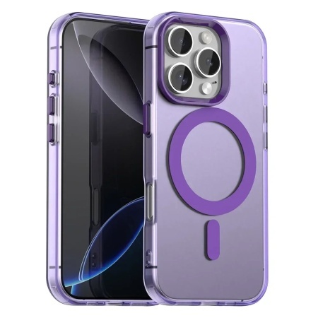 Husa pentru iPhone 16 Pro Max, SKYDDAR INOVATION, CandyCase, Magsafe, set cu sticker, Mov