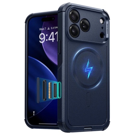 Husa pentru iPhone 17 Pro, Magsafe, ESR Cyber Halolock, Albastru
