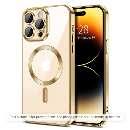 Husa pentru iPhone 17, SKYDDAR INNOVATION, Luxury Shield Magsafe, Protectie Antisoc, set cu sticker, Auriu