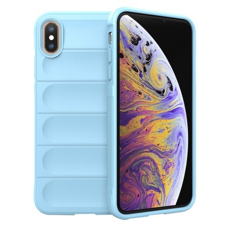 Husa pentru iPhone XS Max, SKYDDAR INNOVATION, Magic Shield, din Silicon Mat, set cu sticker, Bleu