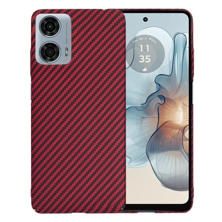 Husa pentru Motorola Moto G24 Power, SKYDDAR INNOVATION, textura carbon, Carbonite FiberShell, set cu sticker, Rosu,
