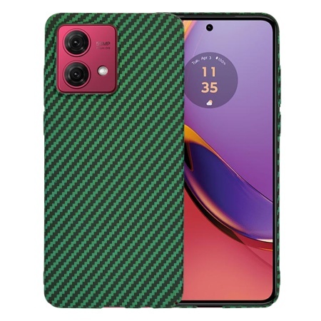 Husa pentru Motorola Moto G84, SKYDDAR INNOVATION, textura carbon, Carbonite FiberShell, set cu sticker, Verde,