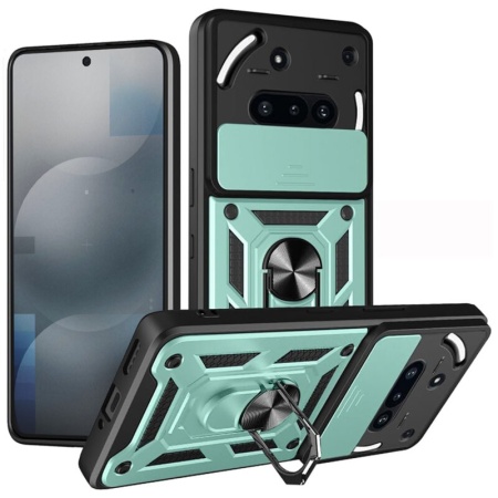 Husa pentru Nothing Phone (3a), SKYDDAR INNOVATION, CamShield, Verde, set cu sticker
