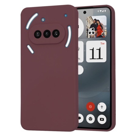 Husa pentru Nothing Phone (3a), SKYDDAR INNOVATION, SoftElegance din Silicon Catifelat, set cu sticker, Bordo