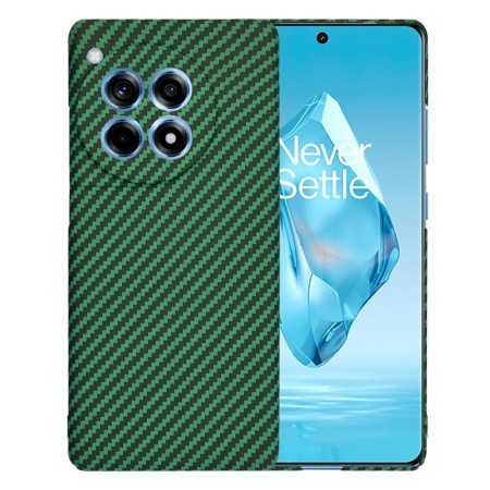 Husa pentru OnePlus 12R, SKYDDAR INNOVATION, textura carbon, Carbonite FiberShell, set cu sticker, Verde,