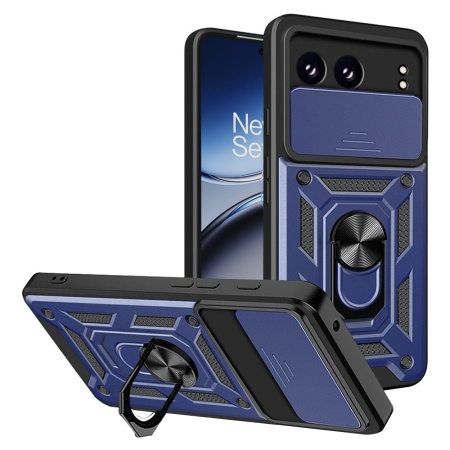 Husa pentru OnePlus Nord 4, SKYDDAR INNOVATION, CamShield, Inel magnetic, set cu sticker, Albastru