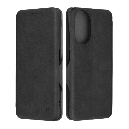 Husa pentru Realme C67 4G, SKYDDAR INNOVATION, Safe Wallet tip carte din Piele Ecologica, Suport Carduri, Inchidere Magnetica, Negru, set cu sticker