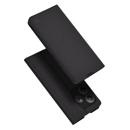 Husa pentru Realme GT 6 / GT 6T, SKYDDAR INNOVATION, Magskin Book, tip Carte cu Portofel Interior, set cu sticker, Negru