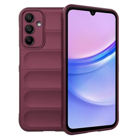 Husa pentru Samsung Galaxy A15 4G / Galaxy A15 5G, SKYDDAR INNOVATION, Magic Shield, din Silicon Mat, set cu sticker, Bordo