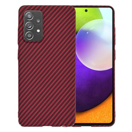 Husa pentru Samsung Galaxy A52 5G / Galaxy A52 4G / Galaxy A52s 5G, SKYDDAR INNOVATION, textura carbon, Carbonite FiberShell, set cu sticker, Rosu,