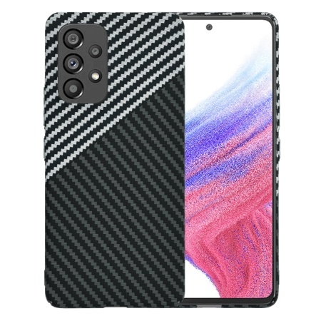 Husa pentru Samsung Galaxy A53 5G, SKYDDAR INNOVATION, textura carbon, Carbonite FiberShell, set cu sticker, Gri,