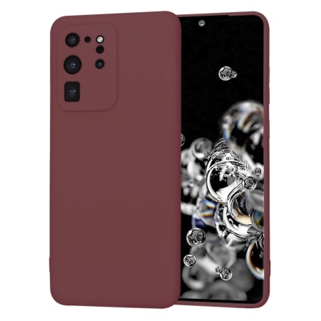Husa pentru Samsung Galaxy S20 Ultra 5G / Galaxy S20 Ultra, SKYDDAR INNOVATION, din Silicon Catifelat, SoftElegance, set cu sticker, Bordo