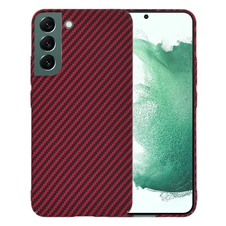 Husa pentru Samsung Galaxy S22 Plus 5G, SKYDDAR INNOVATION, textura carbon, Carbonite FiberShell, set cu sticker, Rosu,