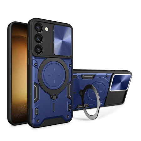 Husa pentru Samsung Galaxy S23 Plus, SKYDDAR INNOVATION, CamGuard Pro, Inel Magnetic, Protectie Camera, set cu sticker, Albastru