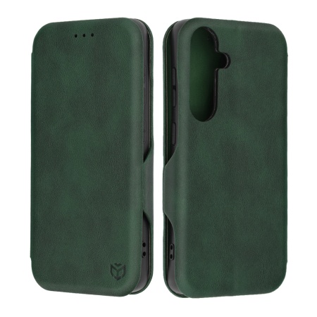 Husa pentru Samsung Galaxy S24, SKYDDAR INNOVATION, Safe Wallet tip carte din Piele Ecologica, Suport Carduri, Inchidere Magnetica, Verde, set cu sticker