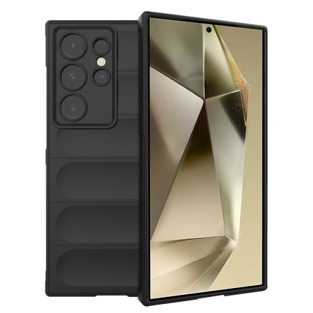 Husa pentru Samsung Galaxy S24 Ultra, SKYDDAR INNOVATION, Magic Shield, din Silicon Mat, set cu sticker, Negru