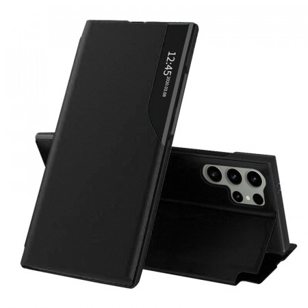 Husa pentru Samsung Galaxy S24 Ultra tip carte, Skyddar Eco View Leather - Negru