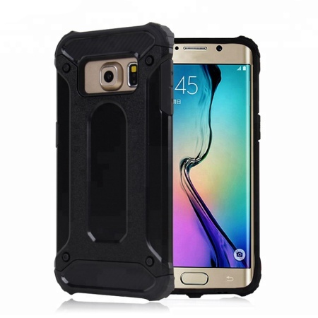 Husa pentru Samsung Galaxy S6 G920, SKYDDAR INNOVATION, Hybrid Armor, din Plastic Dur, Margini Cauciucate, Antisoc, set cu sticker, Negru