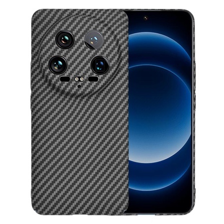 Husa pentru Xiaomi 14 Ultra, SKYDDAR INNOVATION, textura carbon, Carbonite FiberShell, set cu sticker, Negru,