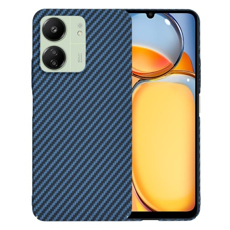 Husa pentru Xiaomi Redmi 13C 4G / Poco C65 / Redmi 13C 5G, SKYDDAR INNOVATION, textura carbon, Carbonite FiberShell, set cu sticker, Cyan,