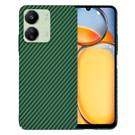 Husa pentru Xiaomi Redmi 13C 4G / Poco C65 / Redmi 13C 5G, SKYDDAR INNOVATION, textura carbon, Carbonite FiberShell, set cu sticker, Verde,