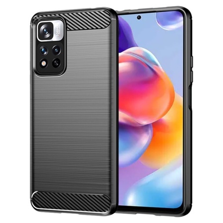 Husa pentru Xiaomi Redmi Note 11 Pro+ 5G, SKYDDAR INNOVATION, Carbon Silicone, din Silicon Slim, cu textura Fibra Carbon, set cu sticker, Negru