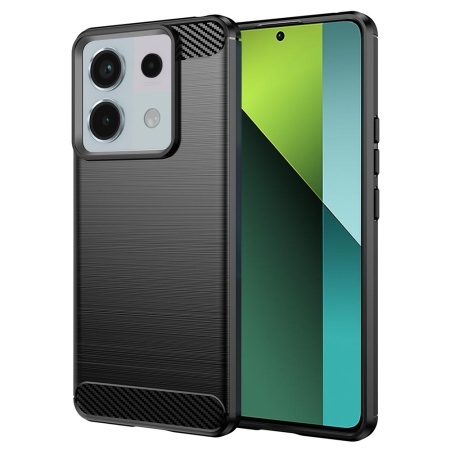 Husa pentru Xiaomi Redmi Note 13 Pro 5G / Poco X6, SKYDDAR INNOVATION, Carbon Silicone, din Silicon Slim, cu textura Fibra Carbon, set cu sticker, Negru