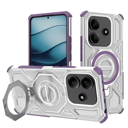 Husa pentru Xiaomi Redmi Note 14 5G, Antisoc, SKYDDAR INOVATION, Carbon Shield PRO, Magsafe, set cu sticker, Mov