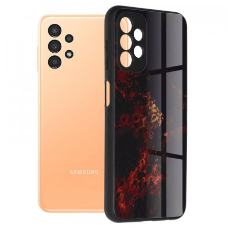 Husa Samsung Galaxy A13 4G cu sticla securizata, Techsuit Glaze - Red Nebula