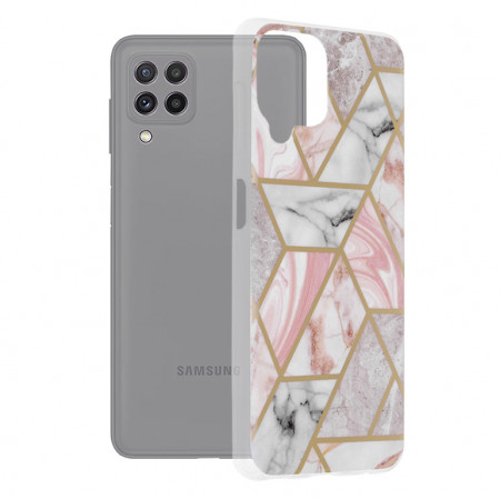 Husa Samsung Galaxy A22 4G Marble Series, Techsuit - Pink Hex