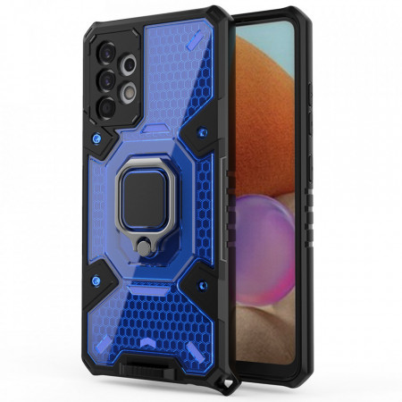 Husa Samsung Galaxy A32 4G cu inel, Techsuit Honeycomb - Albastru
