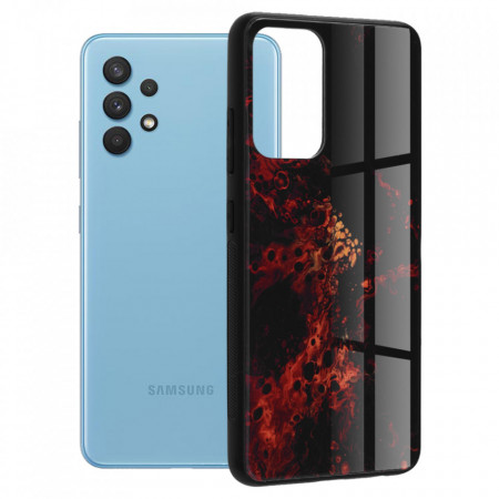 Husa Samsung Galaxy A32 4G cu sticla securizata, Techsuit Glaze - Red Nebula