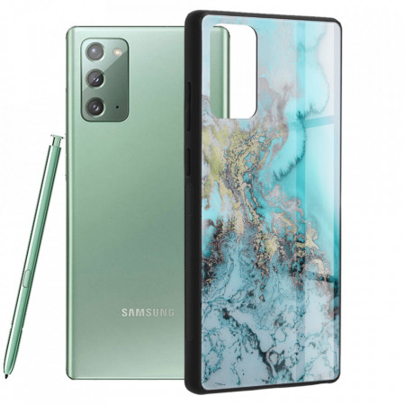 Husa Samsung Galaxy Note 20 cu sticla securizata, Techsuit Glaze - Blue Ocean