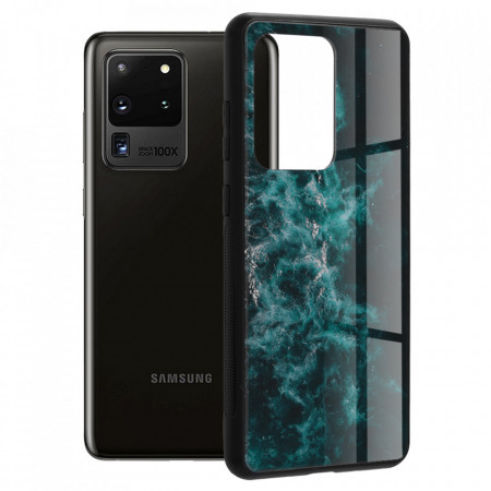 Husa Samsung Galaxy S20 Ultra cu sticla securizata, Techsuit Glaze - Blue Nebula