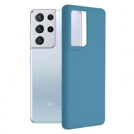 Husa Samsung Galaxy S21 Ultra din silicon moale, Techsuit Soft Edge - Denim Blue