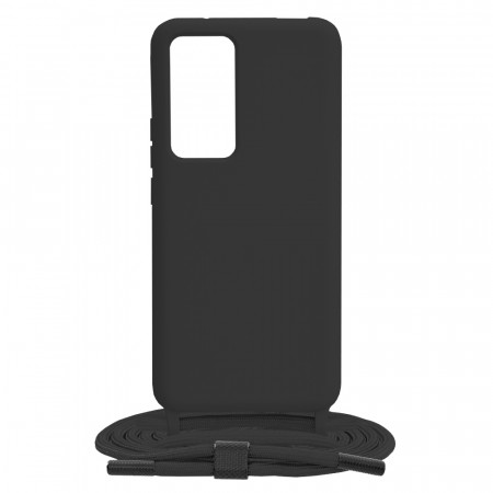 Husa silicon Xiaomi 12T / 12T Pro cu snur, Techsuit Crossbody Lanyard - Negru