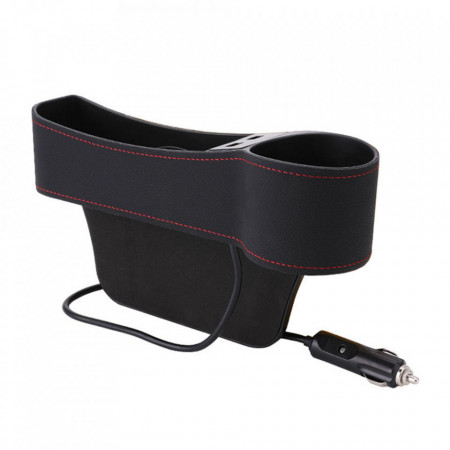 Organizator Auto tip cutie cu 2x USB si 1 Cup Holder, Techsuit (SGSB-01) - Negru