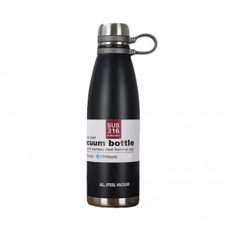 Thermos din Otel Inoxidabil, infuzor ceai, 650ml, Techsuit - Negru