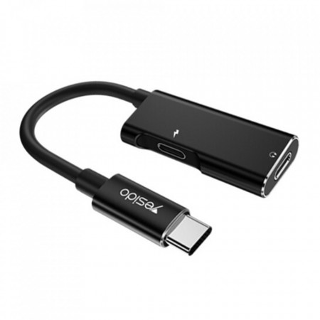 Adaptor Audio Type-C la 2x Type-C (YAU23), Yesido - Negru