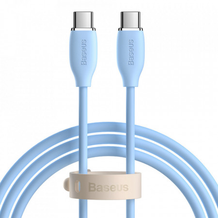 Cablu de date siliconat Type-C la Type-C, 100W, 1.2m, Baseus Jelly (CAGD030003) - Albastru