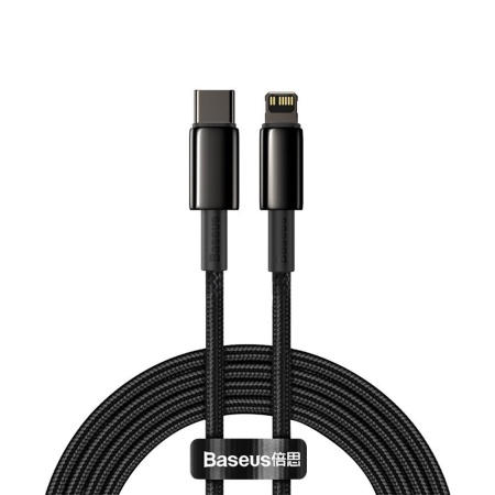 Cablue de Date Type-C la Lightning 20W, Fast Charging, 2m, Baseus Tungsten Gold, Negru