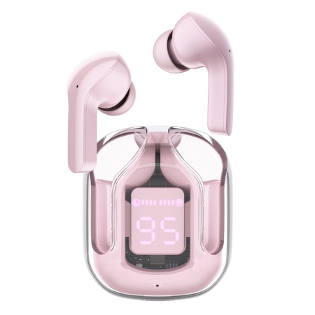 Casti Bluetooth Wireless, AceFast T6, Casti fara Fir, Bluetooth 5.0, TWS, USB-C, cu dock de incarcare, Rezistente la Praf IPX4, Roz