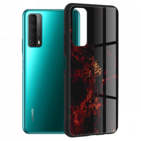 Husa Huawei P Smart 2021 cu sticla securizata, Techsuit Glaze - Red Nebula